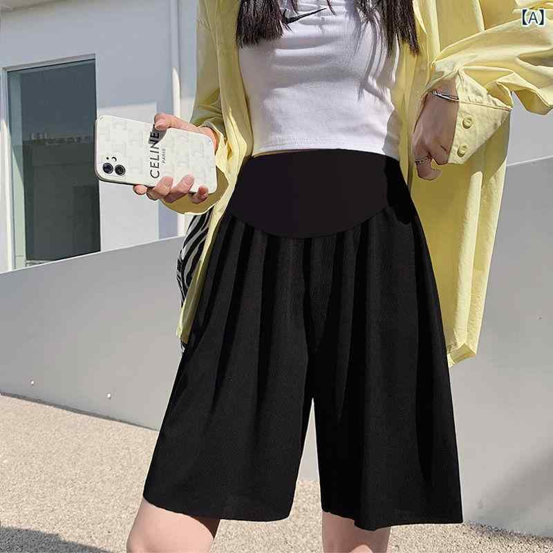 マタニティパンツ 妊婦服 産前産後 ストレッチ シンプル マタニティ デニムショートパンツ 薄手 夏 ワイド レッグ マタニティショーツ レディース 夏 アウター 5 分 パンツ 夏服