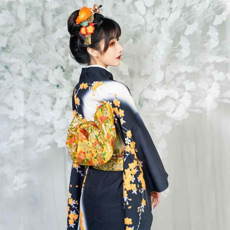 レディース 花魁 振袖 着物 型 定位置 花柄 正装 抗シワ 洗濯機対応 着脱簡単 コットン混 ゆったりシルエット 華やか｜新風堂