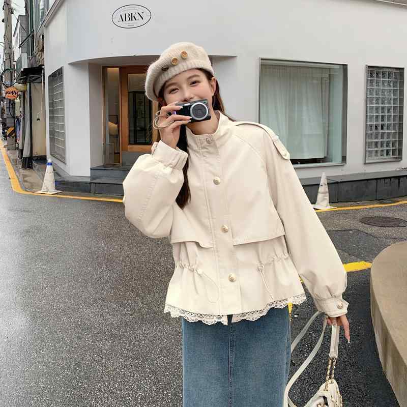 トレンチコート レディース ショート丈 ワークジャケット 春秋 高級感 小柄対応 ミリタリースタイル 切り替え カジュアル アウター 軽量 伸縮性｜新風堂