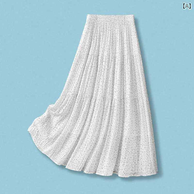 スカート レディース ポルカドット シフォン Aライン ハイウエスト フレア ロング丈 夏用 軽量 涼しい 女性用 かわいい ミディ丈 ワイドシルエット 再生繊維 吸湿速乾 通勤 普段使い