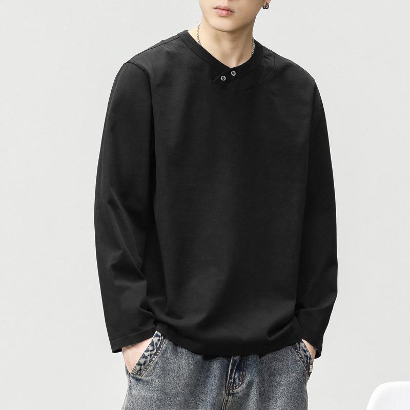 長袖Tシャツ メンズ 秋 レトロ アメリカン 厚手 コットン ゆったり Vネック 合わせやすい ストリート カジュアル 普段使い