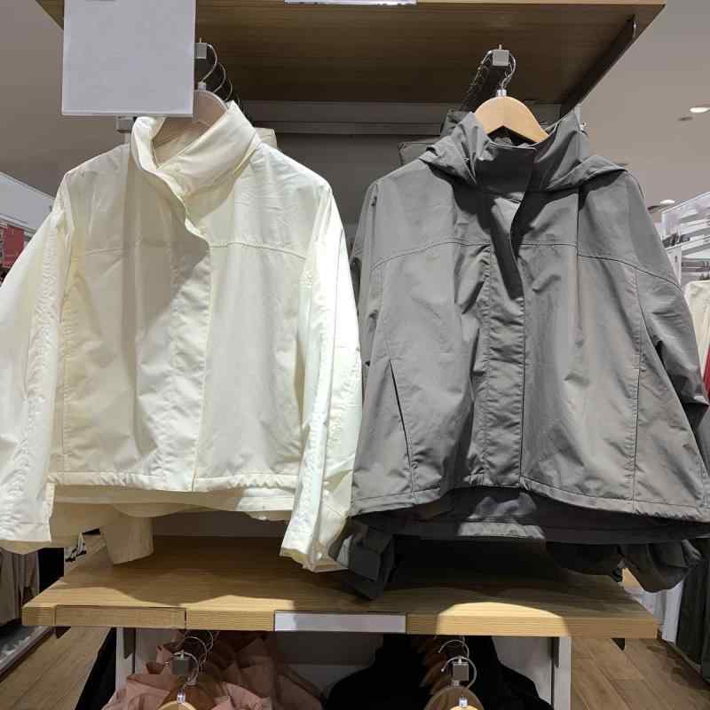レディース フード付き スタンドカラー 防風 ショート ジャケット 無地 シンプル ベーシック 春 普段使い コーディネート 汎用 アウター