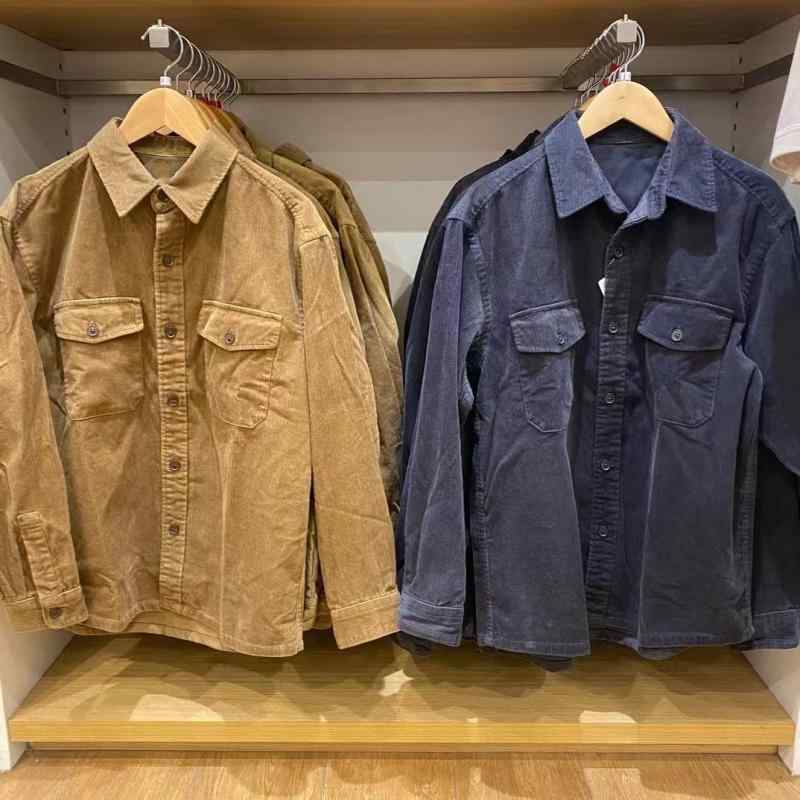 長袖シャツ メンズ レディース コーデュロイ ワーク カジュアル ゆったり 秋冬 綿素材 普段使い トップス