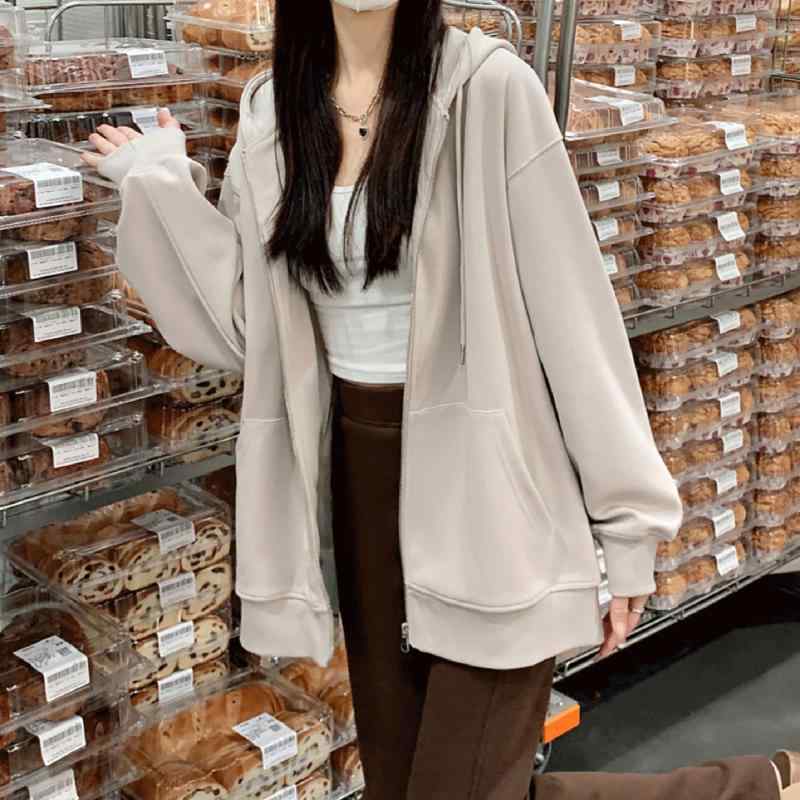 カーディガン 女性用 秋 フード付き グレー ゆったり 小柄向け カジュアル スウェット トップス 開襟 ロング丈 リラックスフィット 日常使いx2