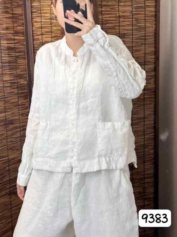 シャツ レディース 麻 ゆったり レトロ 春 単色 開襟 カジュアル トップス ブラウス 軽量 通気性 吸湿 速乾 普段使いx2｜新風堂