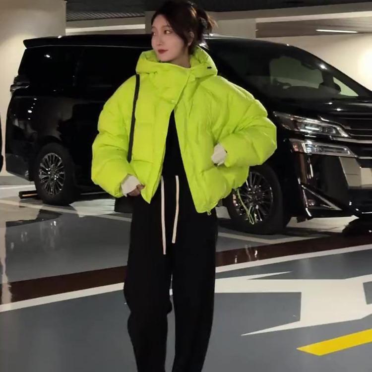 冬 レディース ピンク ショート丈 フード付き 厚手 コットン パーカーコート 暖か 韓国 普段使い 軽量