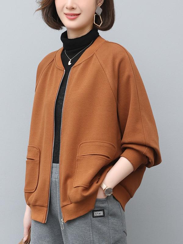 女性用 スウェット ジッパー パーカー 春秋 カジュアル 野球風 スポーツ トップス 厚手 伸縮性 吸湿速乾 軽量 コットン混 ブラック グレー ネイビー