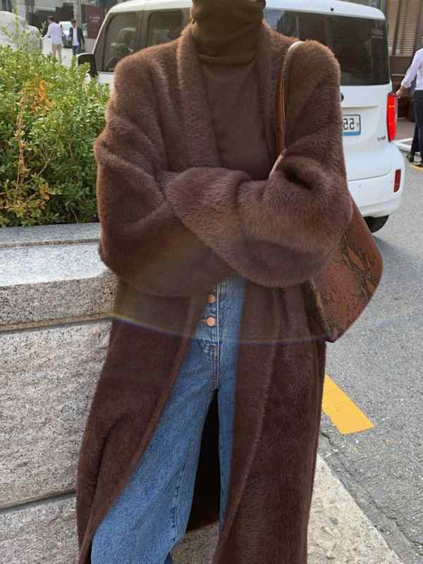 レディース カーディガン 秋冬 ロング丈 膝下丈 ゆったり 厚手 ニット 暖か セーター コート リラックスフィット 柔らかい素材 防寒 普段使い