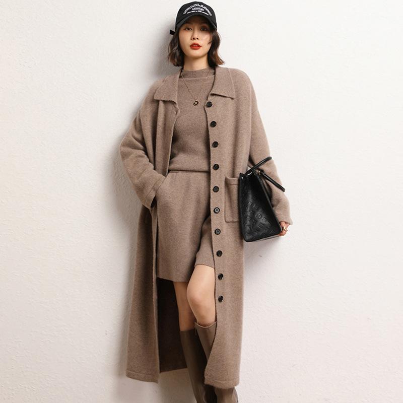 レディース 春 ニット カーディガン ロングコート ゆったり 膝下丈 無地 暖か 素材 ソフト タッチ