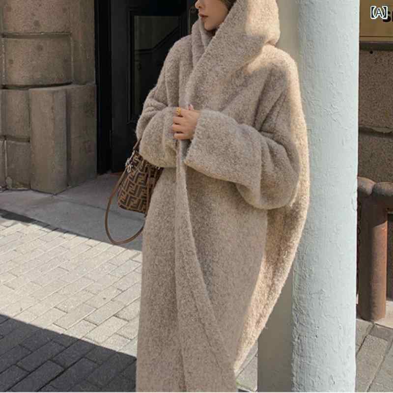 花の 毛の 輪の 糸は 帽子の ニットの カーディガンの レディース 秋冬型の 厚手 な 風の ゆったり して いる 中の 長い セーターの コートを 連ねます。x2x2