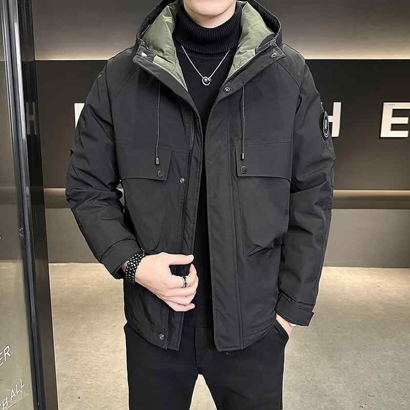 メンズ フード付き 工装風 ダウンジャケット 厚手 防風 アウター 冬用 カジュアル スタイリッシュ 暖か 軽量 普段使い ｜新風堂