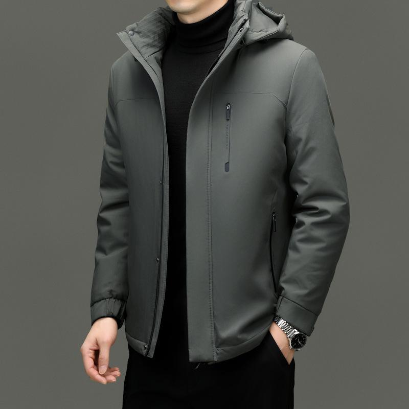 メンズ ダウンジャケット 秋冬 厚手 鴨毛 取り外しフード 登山 アウトドア ビジネス 通勤用 保温性 軽量 撥水加工｜新風堂