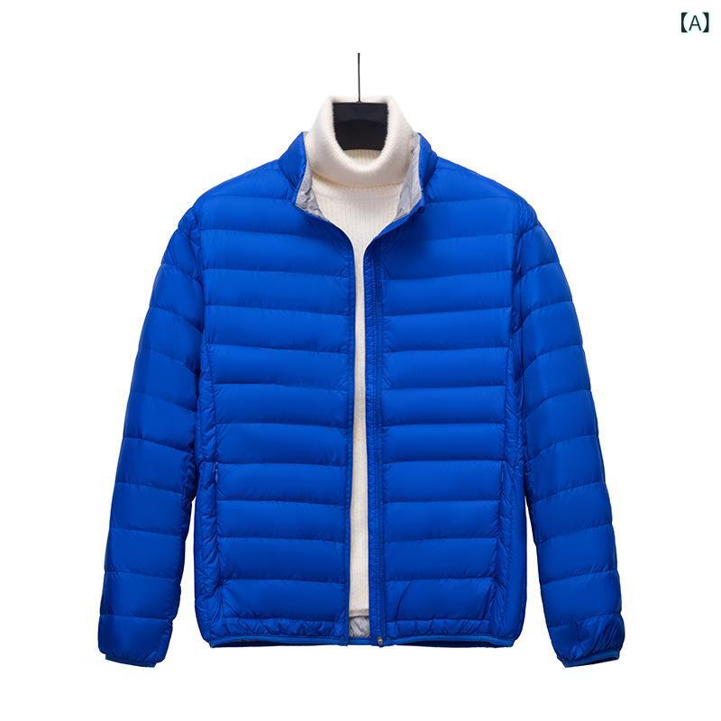 メンズ ダウンジャケット 秋 軽量 薄手 フード付き スポーツ カジュアル ショート丈 アウター 保温 防風 普段使いx2