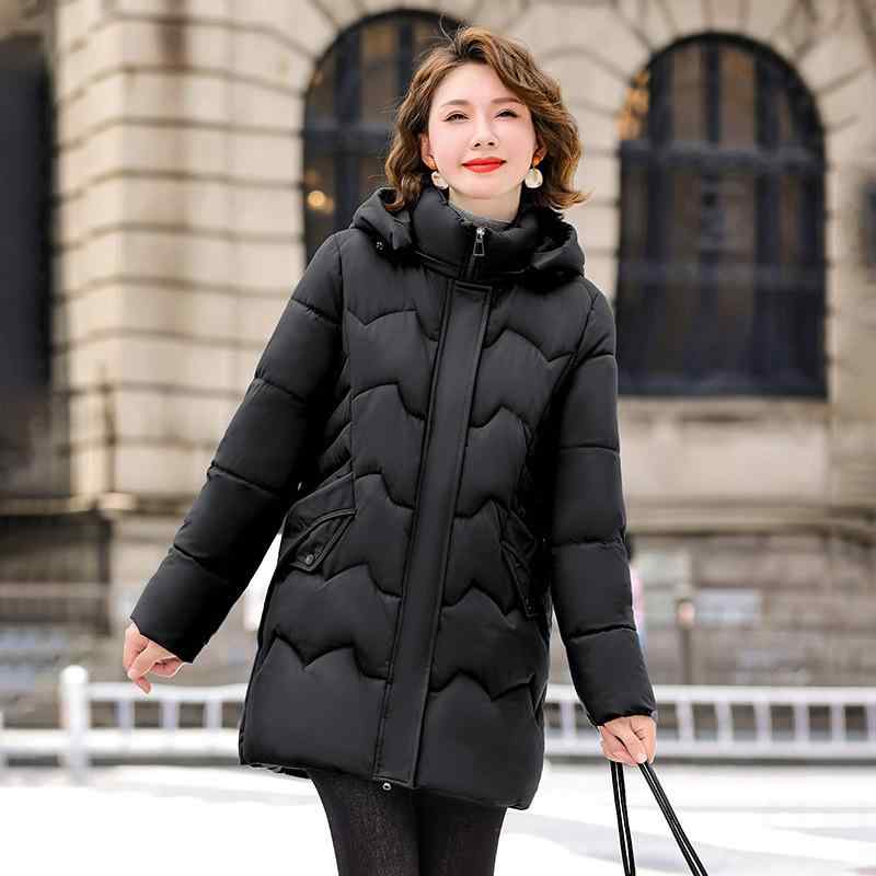秋冬 コート レディース シニア女性 中長丈 ダウン 綿入り アウター 大きいサイズ 暖か 軽量 防寒 日常使い 厚手 柔らかい素材x2