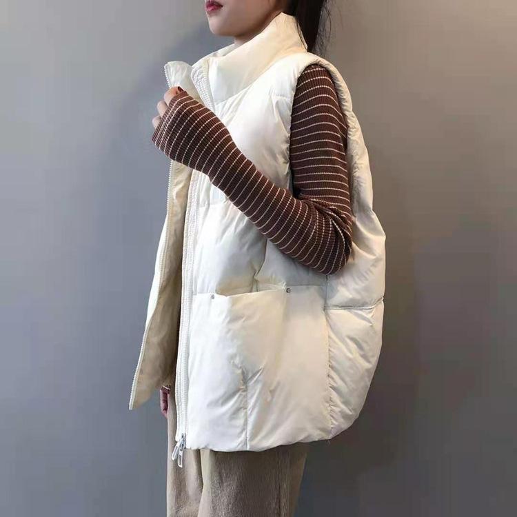 レディース ダウン ベスト 秋冬 軽量 ゆったり 白鴨絨 保温 アウター コート 暖か 普段使い 柔らかい 素材 ゆったりシルエット