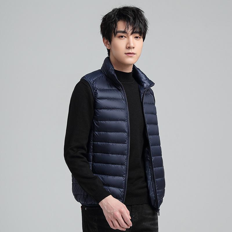 ダウンベスト メンズ 秋冬 軽量 薄手 短め丈 スタンドカラー 保温 軽便 合わせやすい 普段使い 通勤用 防寒 機能性 高さ