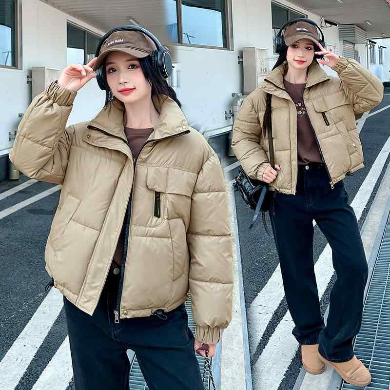 秋冬 パファージャケット レディース スタンドカラー フィット オーバーサイズ ゆったり スリム効果 小柄対応 コットン素材 保温性 防寒 暖か 軽量感 カジュアル