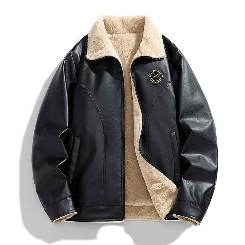 メンズ 冬用 革毛一体 厚手 暖か ジャケット レザー アウター ファー付き スタイリッシュ コート
