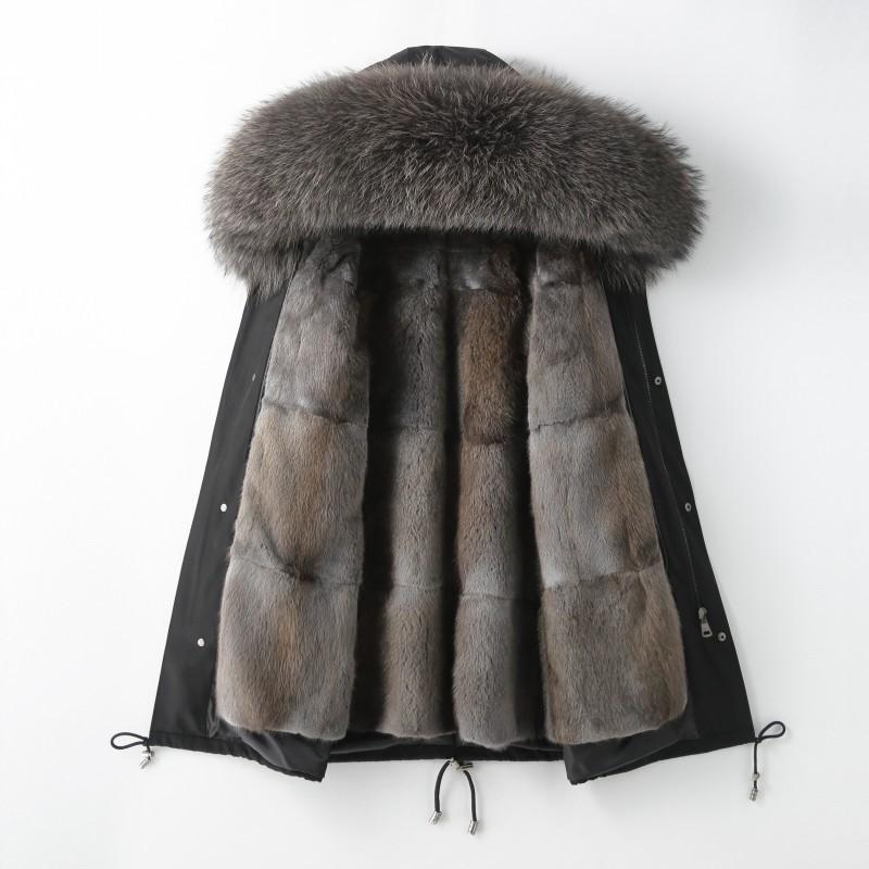 レディース パーカコート ファー 狐毛 内張り 中長丈 秋冬 暖か アウター 軽量 柔らか素材 女性用 普段使い
