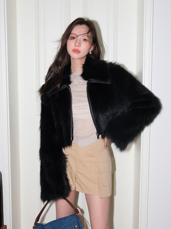 レディース 毛皮コート フォックスファー ショート丈 高級感 秋冬 アウター 暖か リアルファー エレガント スタイリッシュ 女性用 冬物 ファッション