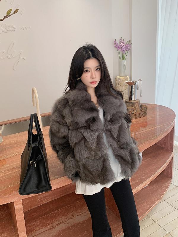 レディース ファーコート キツネ毛 ショート丈 スタイリッシュ 革毛一体 ふわふわ 暖かみ 秋冬 普段使い 高級感