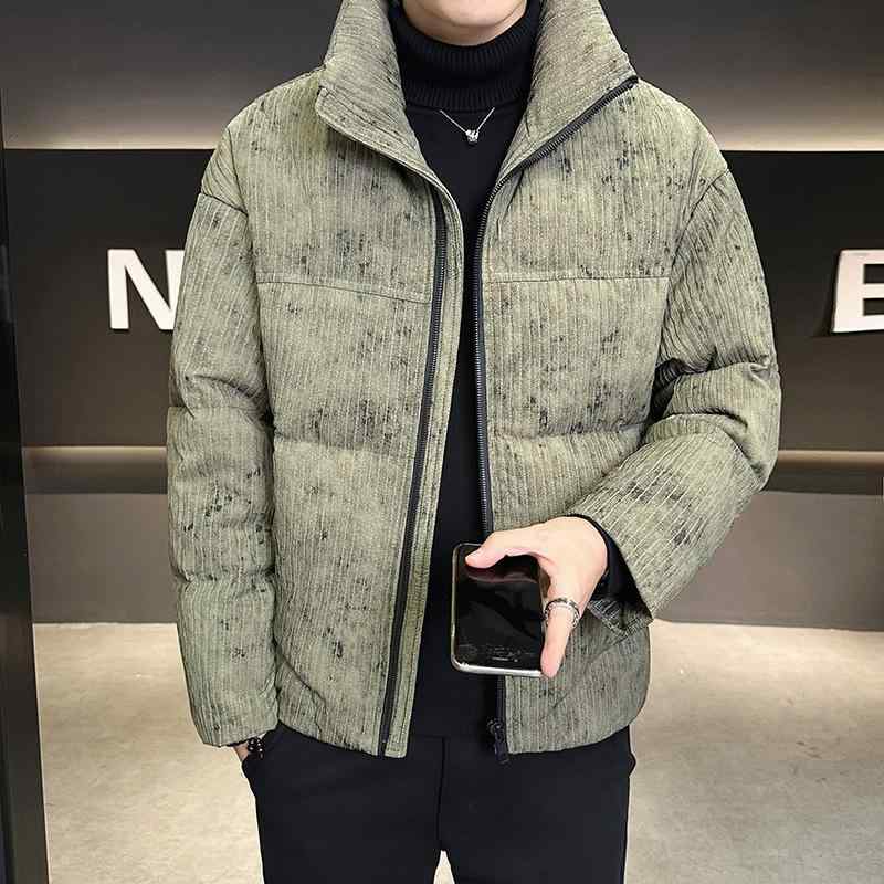 ダウンジャケット メンズ 立襟 廃土風 テクスチャー カジュアル 秋冬 ホワイトダックダウン 暖か 軽量 ストリート スタイル コート