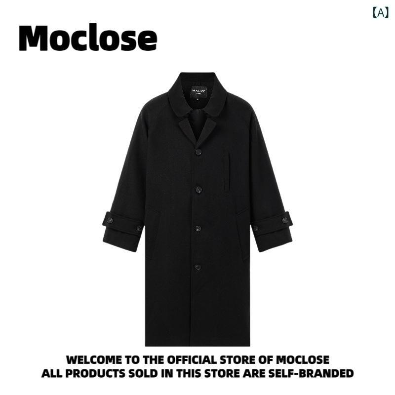 Moclose ファッション アウトドア 秋冬 暖かい レトロ カジュアル 膝丈 ウインドブレーカー ウール メンズ レディースの コート ジャケット