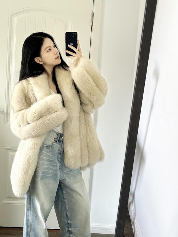 レディース キツネ毛 ファーコート 冬用 厚手 アウター 毛皮 暖か 高級感 ロング丈 女性用 冬服 ファッション｜新風堂