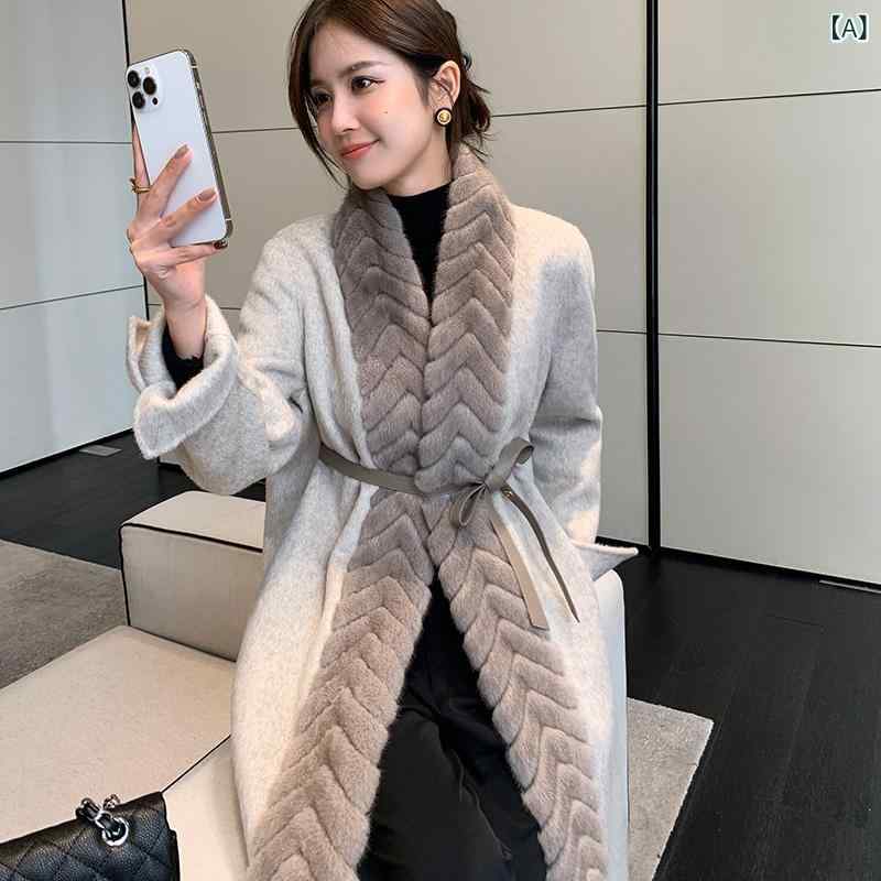 LP 毛 襟 両面 カシミール 厚地の外套 長 型 御膳上等 毛 厚地の外套 吸い付ける 的 女x2x2