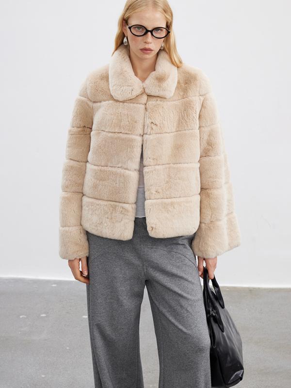 レディース ファーコート ショート丈 クラシカル レイヤード ふわふわ ラビットファー 秋冬 アウター 暖か素材 軽量 スタイリッシュ