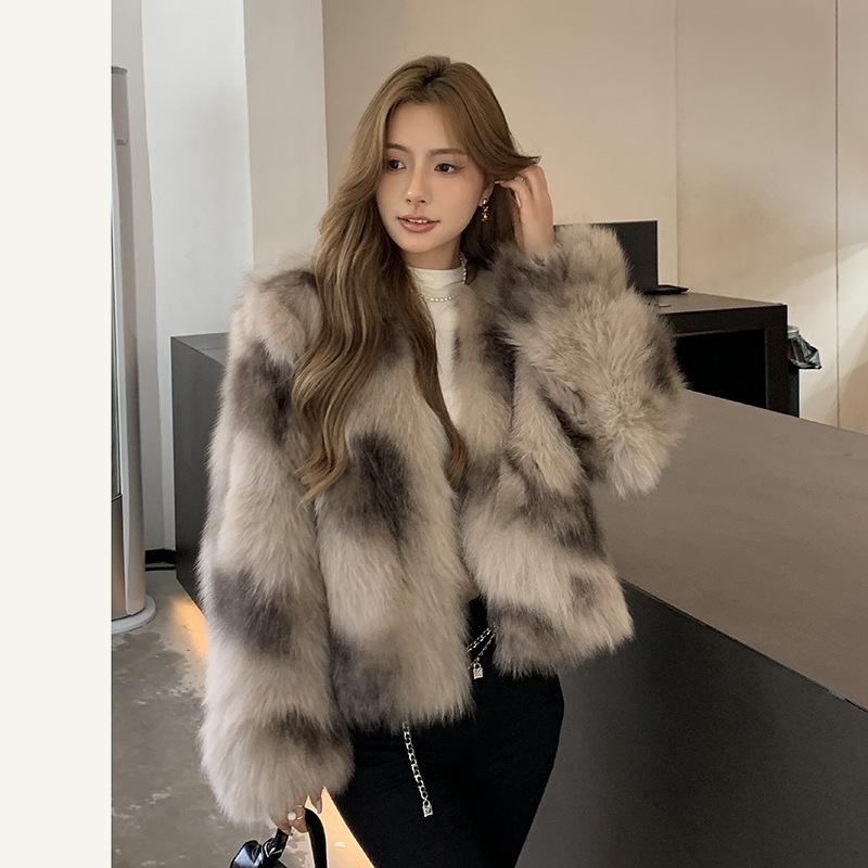 レディース 秋冬 コート ショート丈 狐毛 ファー アウター 暖か スリム 高級感 上品 スタイル