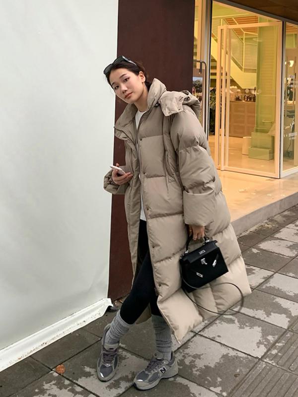 落ちこむ上衣 取りはずしボンネット ロング丈 朦々たる 白鴨落ちこむ 情の籠もった 防寒 軽さ 秋冬 アウター 厚地の外套x2x2