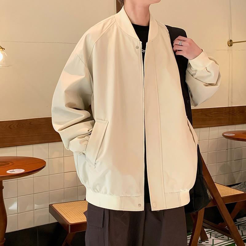メンズ ジャケット 秋 レトロ カジュアル フィット ワークスタイル 棒球風 普段使い アウトドア 対応 コットン混 素材x2