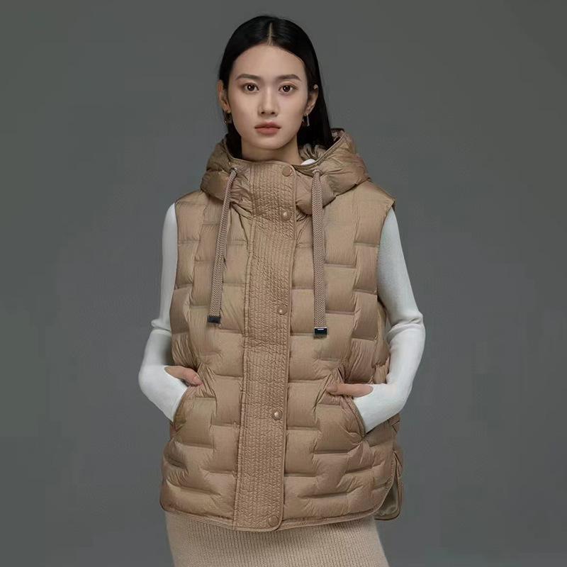 秋冬 レディース フード付き ダウンベスト 軽量 ゆったり ファッション アウター 重ね着 インナー 暖か スタイリッシュ コート 防寒 普段使いx2|新風堂