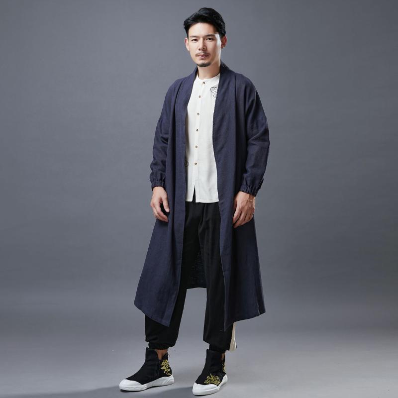 メンズ トレンチコート 秋冬 中長丈 バックボタン レトロ カジュアル スタンドカラー サイドポケット フィット ゆったりシルエット ウインドプルーフ 日常使いx2｜新風堂