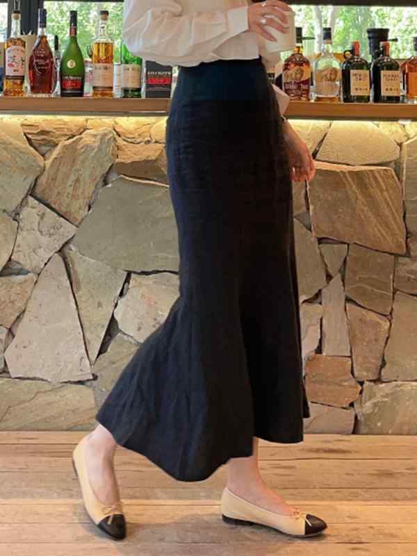 レディース ロングスコート ご機嫌酉の方角 足関節丈 夏 黒いこと ヒップハグ 人魚 フレンチ表現スタイル  個人的特徴的 伸縮性