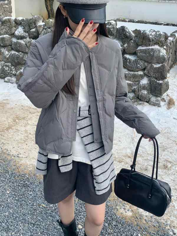 ダウンジャケット 冬用 軽量 短丈 小柄対応 ミニマム チェック 90%ホワイトダックダウン 保温 暖か アウター コート ユニセックス