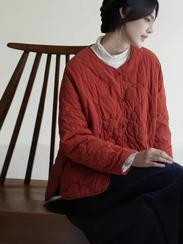 コート レディース 秋冬 無地 刺繍 コットン ビジネス カジュアル 通勤 オフィス 日常使い 軽量 上品 高級感 ベーシック スタイル ソフト素材 暖か