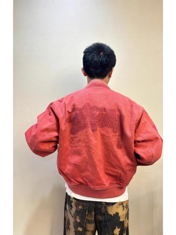 ジャケット ボンバー フライト コットン レトロ加工 ウォッシュドキャンバス 素材 野球風 カジュアル アウター メンズ 普段使い 軽量 伸縮性