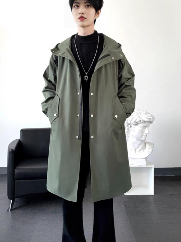 パーカーコート メンズ 春 中長丈 フード付き ゆったり ビッグシルエット 風 ストリート カジュアル アウター 防風 軽量 普段使いx2