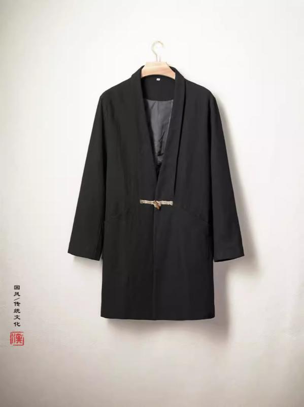 厚地の外套 メンズ 秋冬 中華風 提花柄 レトロ 中長丈 防風 生あたたかい 照明ランプ色つや 心地好い アウター 織り込み ビンテージ 普段使い走りx2