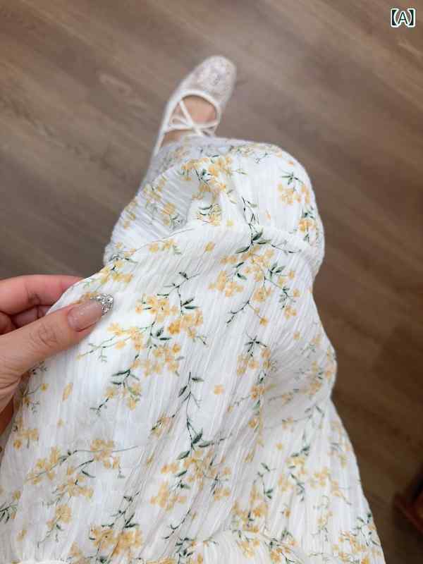 スカート レディース ハイウエスト 小花柄 シフォン ミドル丈 Aライン フレア 春夏 切り替え デザイン レトロ 爽やか 質感 軽量 通勤 普段使い 小柄 対応 涼しい 女性用