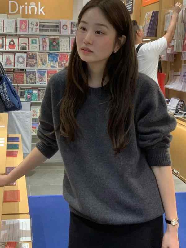 レディース 秋冬 ゆったり 労働者の一団のど首 長袖 編み物ティーシャツ 優しいこと 伸縮性 綿織物混 普段使い走り トップス はだ着相応うx2