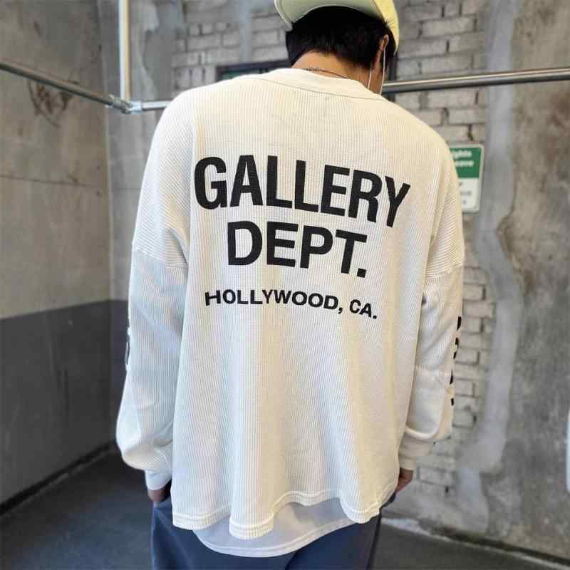 長袖Tシャツ ワッフル生地 格子柄 アルファベットプリント ロゴ ゆったりシルエット 秋用 カジュアル トップス レイヤード インナー コットン混 軽量 ストレッチ