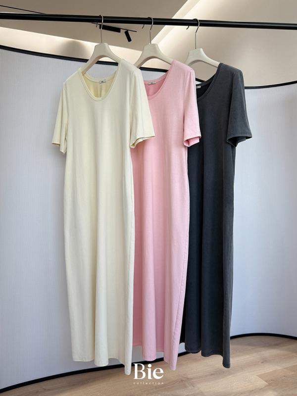 ワンピース レディース ゆったり ロング丈 短袖 シンプル ドレープ感 高身長向け カジュアル 日常使い 軽量 伸縮性x2