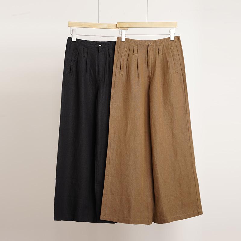 レディース ワイドパンツ 麻100% 素材 高級感 カジュアルスタイル ゆったりシルエット リラックスフィット 軽量 吸湿性 通勤 普段使い|新風堂
