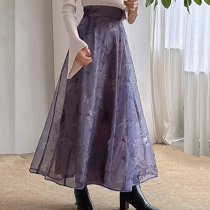 スコート レディース 春夏 A伝達ルート 太陽面爆発 midi丈 シフォン 花柄 レトロ 流行り物 窈窕たる 軽さ 通気性 冷やりとした 成人女性用 膝丈 刷り上げる  表現スタイル 普段使い