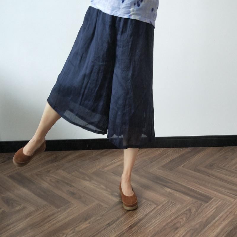 レディース ラミー麻 ワイドレッグ ミドル丈 ハーフパンツ 通勤 カジュアル 吸湿速乾 軽量 膝上丈 ショートパンツ 普段使い