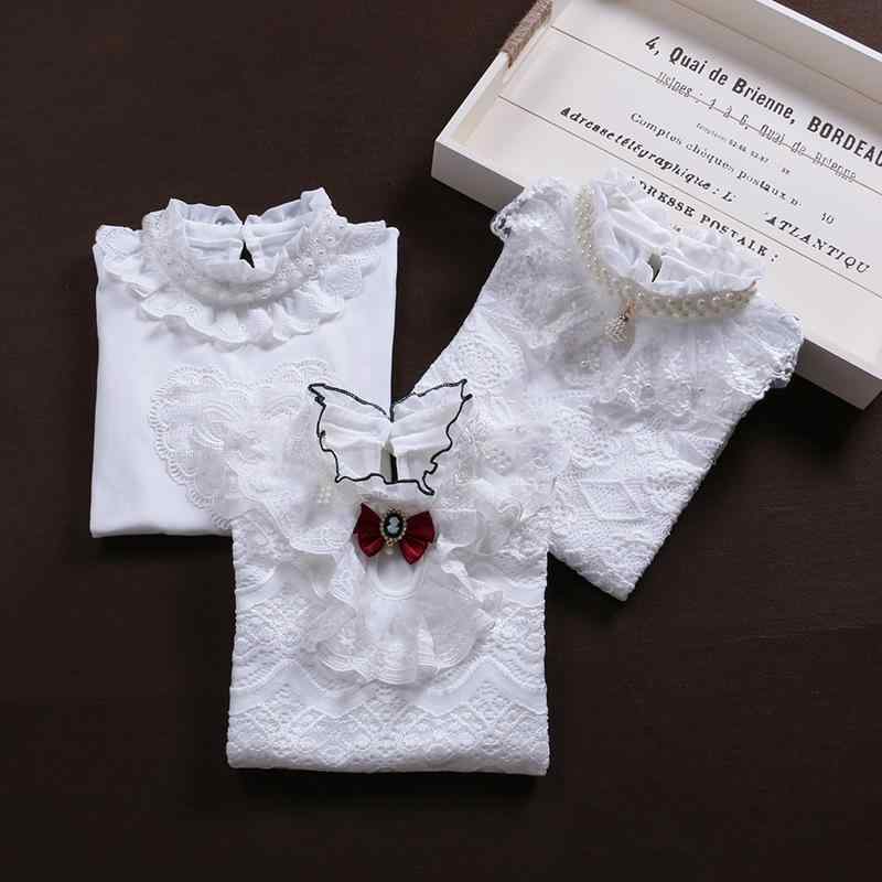 長袖Tシャツ 女の子 ベビー用 レース フリル 白 トップス 春秋 かわいい 子供服 普段使い