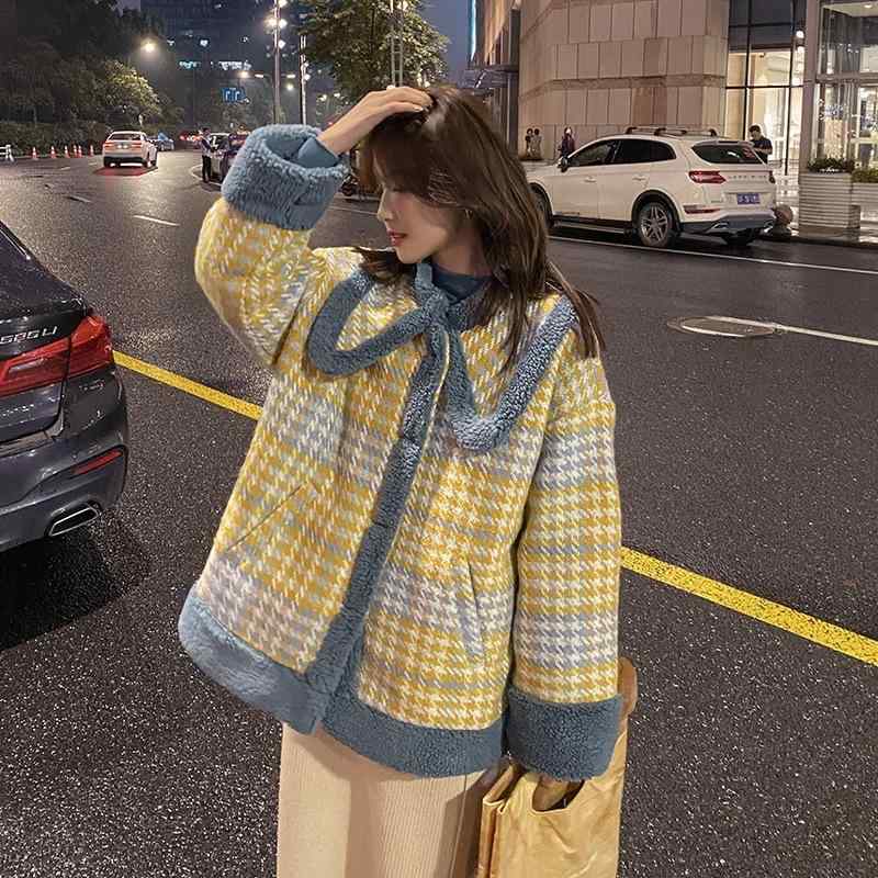 厚地の外套 レディース 冬 可愛らしい 自然的表現スタイル ゆったり 小っちゃい相応う 羊毛 対照色つや ラムウール うつり変わり 遊撃手 優しいこと 軽さ 普段使い